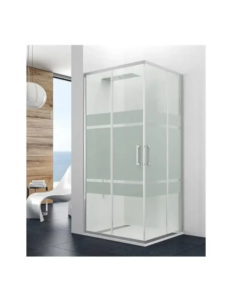Mampara Angular Ducha 2 Hojas Correderas Vidrio Serigrafiado PRESTIGE GME | A Medida