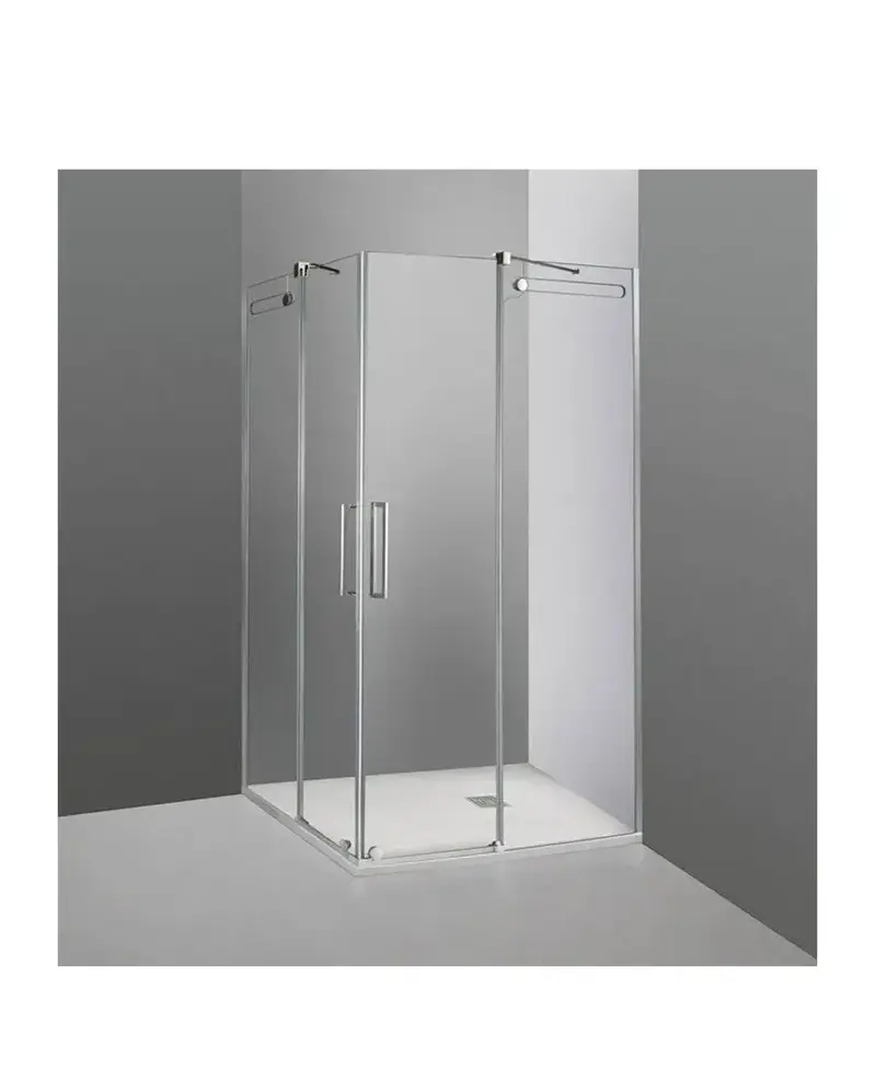 Mampara Angular VETRUM GME 4 Hojas 2 Correderas Acero Inoxidable 8mm/10mm