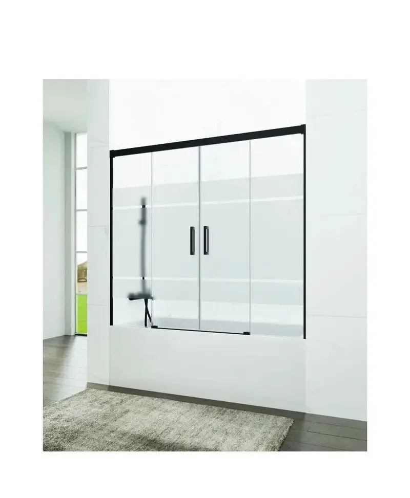 Mampara Bañera Frontal 2 Puertas Correderas Frost Plus Negro | GME