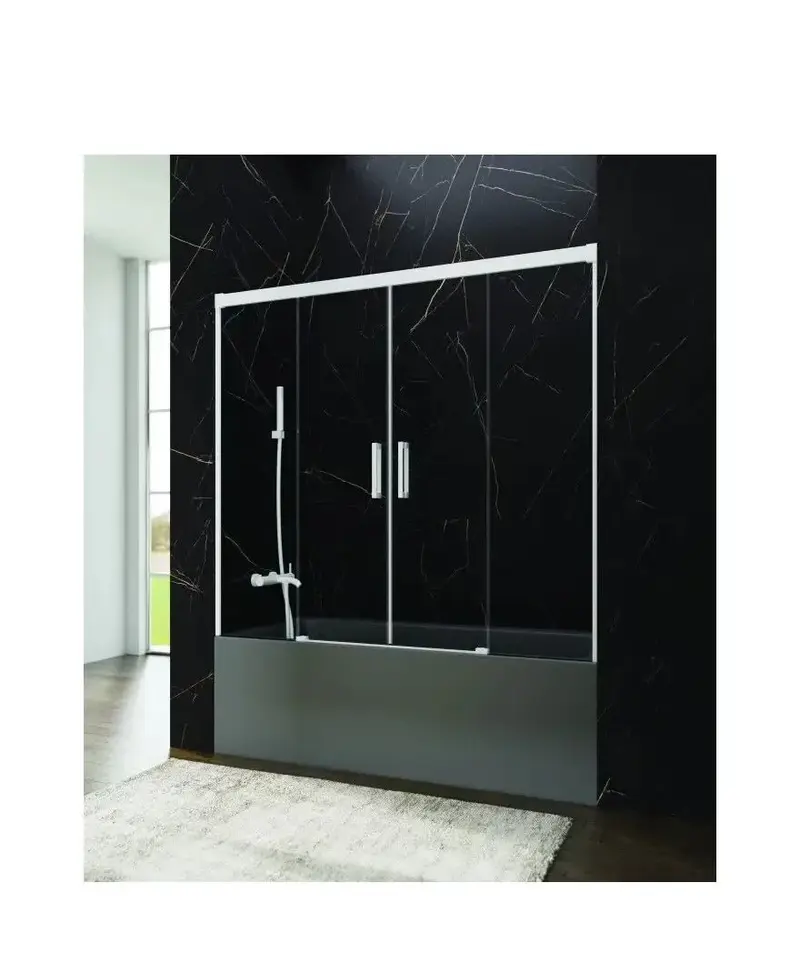 Mampara Bañera Frontal 2 Puertas Correderas Transparente Blanco | GME Basic Spazio