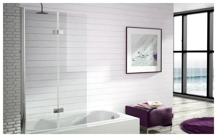 Mampara de bañera con paneles plegables y perfil anodizado en plata brillo TR573 Kassandra