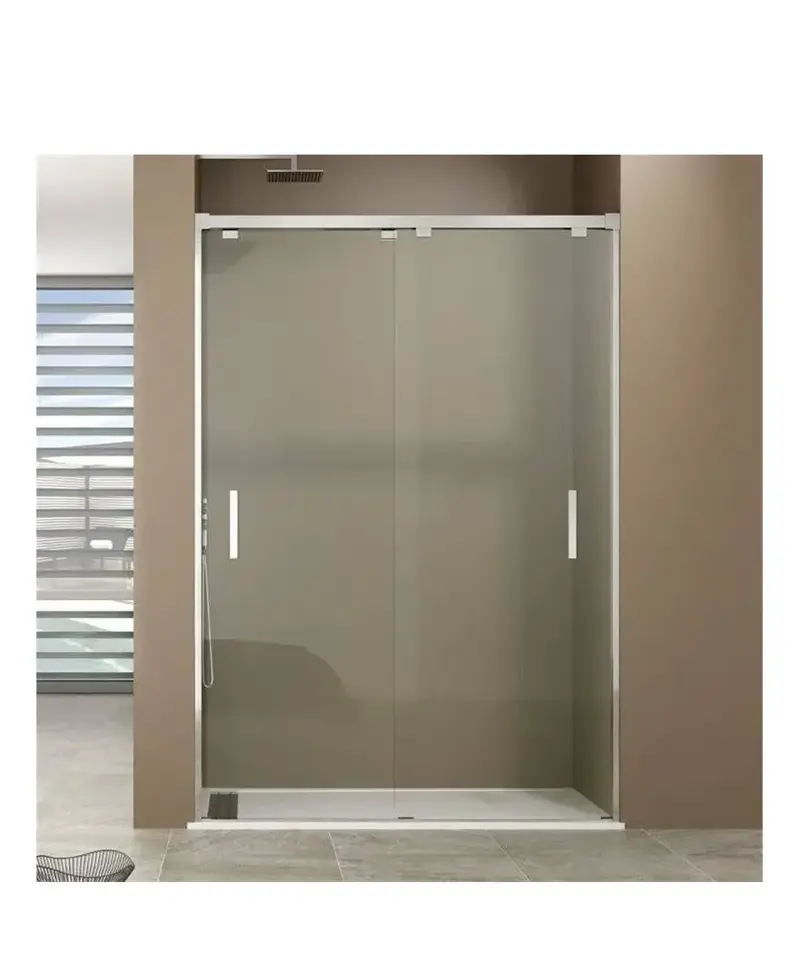 Mampara de Ducha Angular 2 Hojas Correderas BYPASS GME – Vidrio Templado 6mm con EnduroShield, Ancho 108-158cm, Aluminio Plata