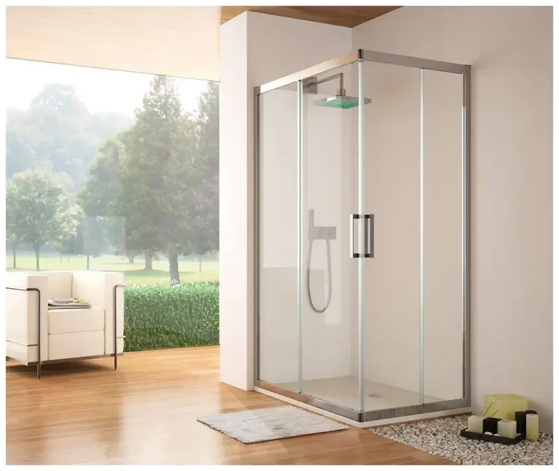 Mampara de ducha angular con fijos y puertas correderas 300 Kassandra