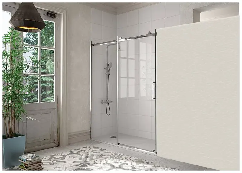 Mampara de ducha con hoja fija y puerta corredera LI102 Kassandra