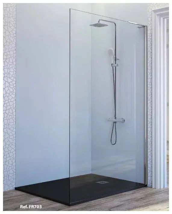 Mampara de ducha con vidrio transparente y perfil de plata de alto brillo Fresh Kassandra