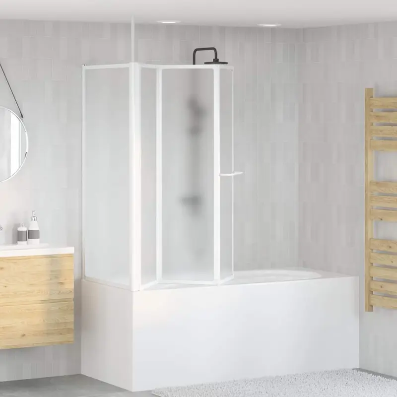 Mampara de ducha de pared en forma L 4 paneles plegables 70x120x137 cm