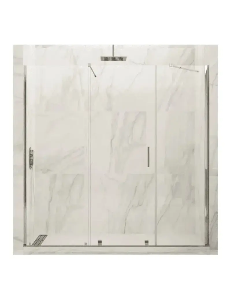 Mampara de Ducha Frontal VITRO GME 3 Hojas con Puerta Corredera y 2 Fijas - Vidrio Templado 6mm con Tratamiento Antical EnduroShield - A Medida 100-160cm