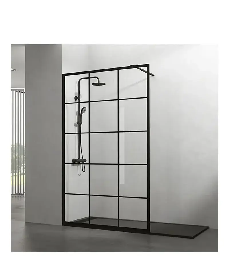 Mampara de Ducha SCREEN BLACK CHESS GME – Panel Fijo 195 cm, Vidrio Templado 8 mm, Aluminio Negro Mate, Antical EnduroShield, Reversible y A Medida