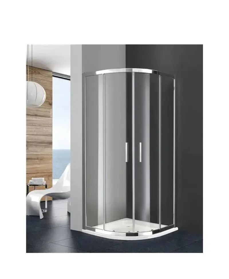 Mampara de Ducha Semicircular GME PRESTIGE 2 Hojas Correderas Vidrio Templado 8mm | Aluminio Plata Brillo | Antical EnduroShield | Reversible