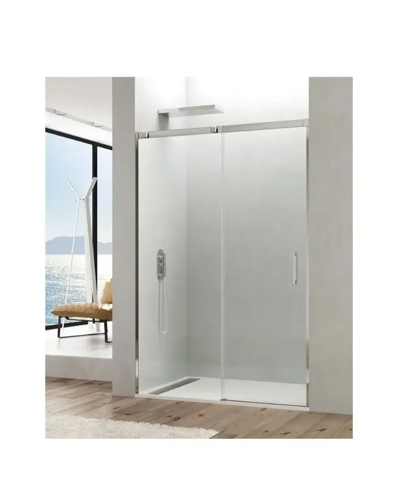 Mampara Frontal 1 Corredera TEMPLE GME – Vidrio Templado 6mm, Acero Inoxidable, Reversible y Antical (95-180cm)