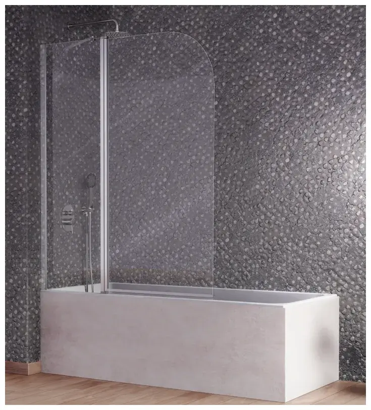 Mampara frontal de bañera con puerta acabado plata brillo Rita Kassandra