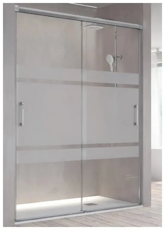 Mampara frontal de dos puertas correderas para ducha con cristal templado BT111 Kassandra