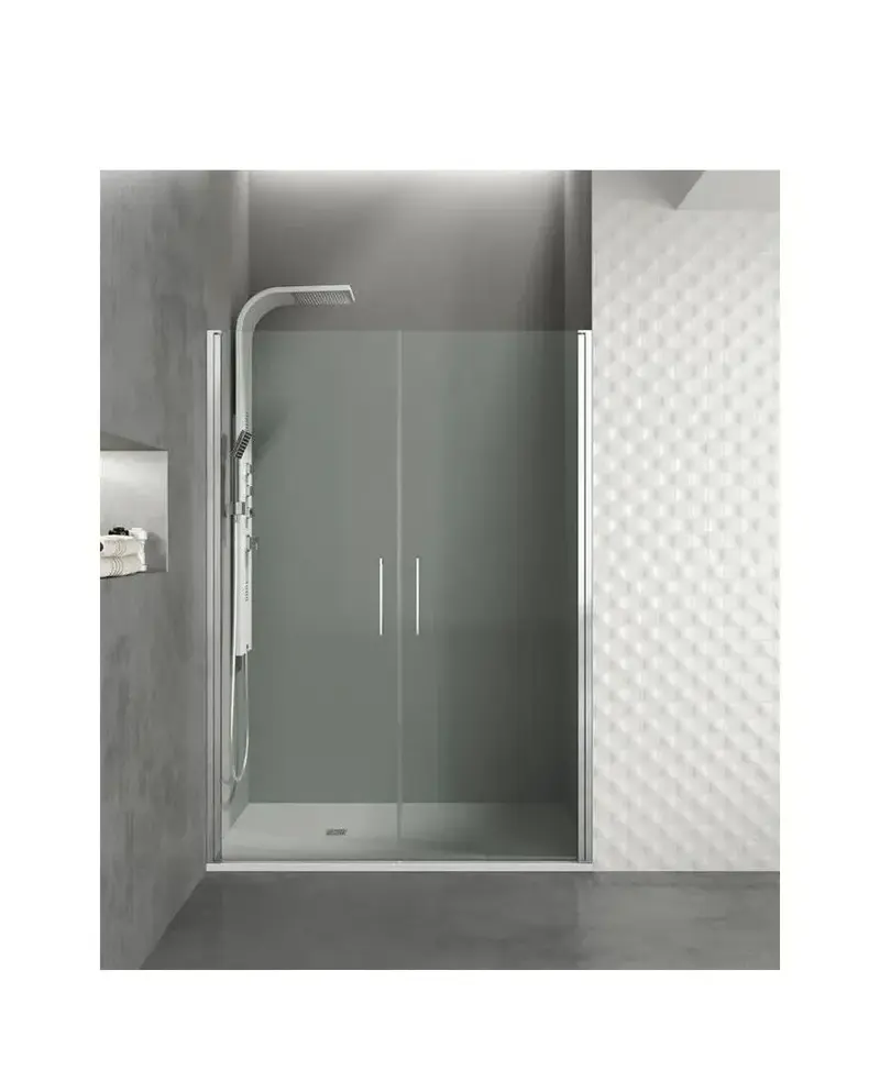 Mampara Frontal de Ducha Abatible OPEN GME – Vidrio Templado 6mm, 2 Hojas, A Medida, 79-172 cm, Aluminio Plata, EnduroShield