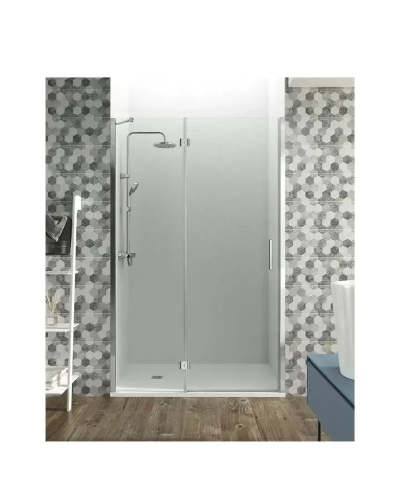 Mampara Frontal de Ducha GLASS GME 2 Hojas Abatible y Fija Vidrio Templado 6mm/8mm Antical Reversible