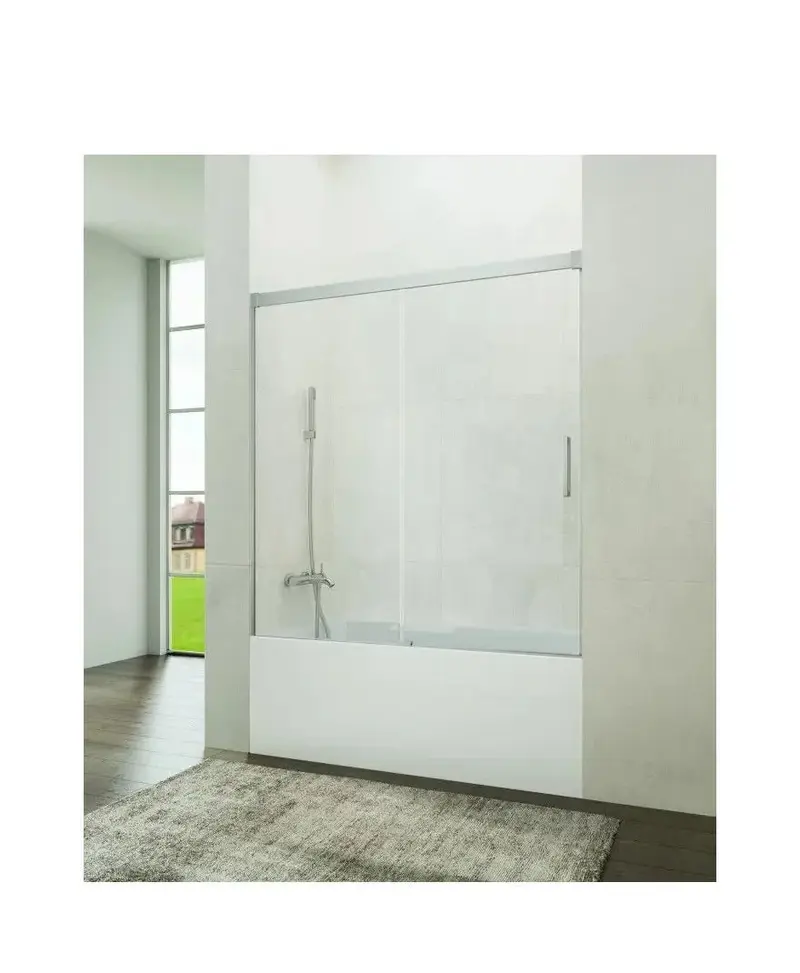 Mampara para Bañera Frontal con Hoja Fija y Corredera de Cristal Transparente Basic GME