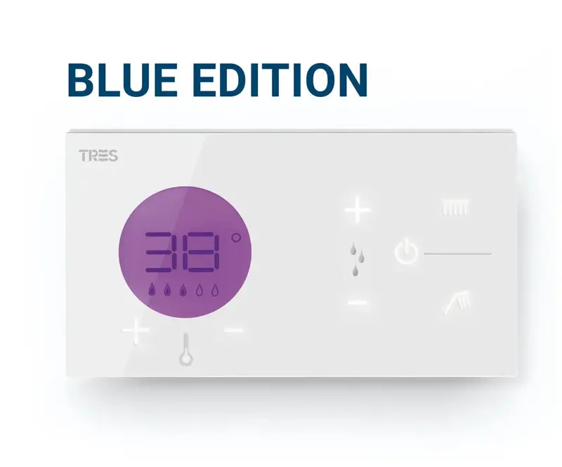 Mando termostático y electrónico para ducha de dos vías acabado blanco y cromo Shower Technology TRES