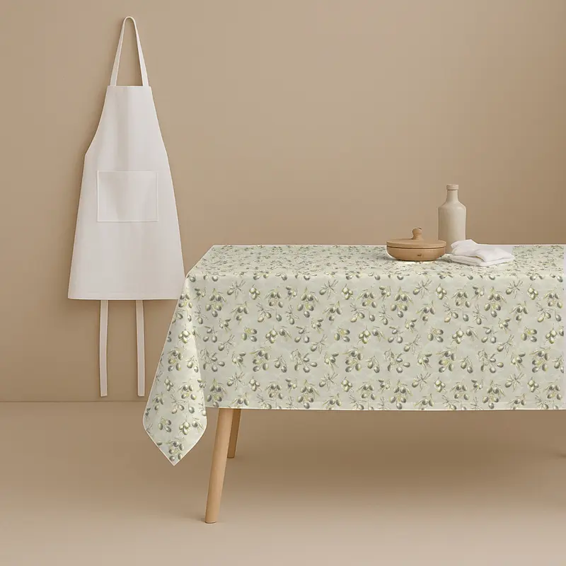 MANTEL ESTAMPADO ANTIMANCHAS AYNI BEIGE