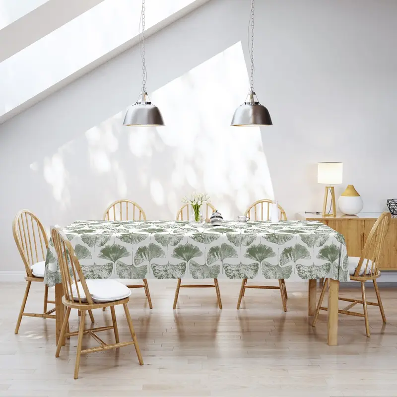 MANTEL ESTAMPADO ANTIMANCHAS BILOBA GREEN