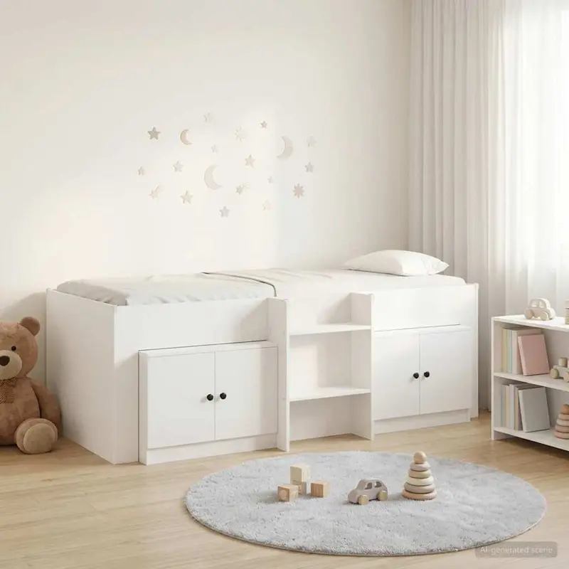 Marco de cama loft con armario con almacenamiento 3 pcs Blanco