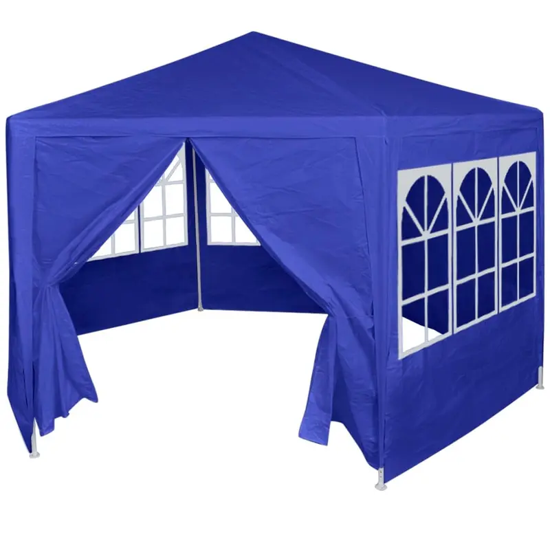 Marquesina con 6 paredes laterales azul 2x2 m