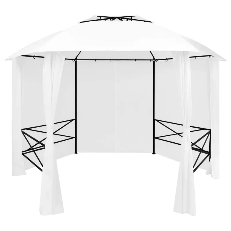 Marquesina de jardín con cortinas blanca 360x312x265cm 180 g/m²