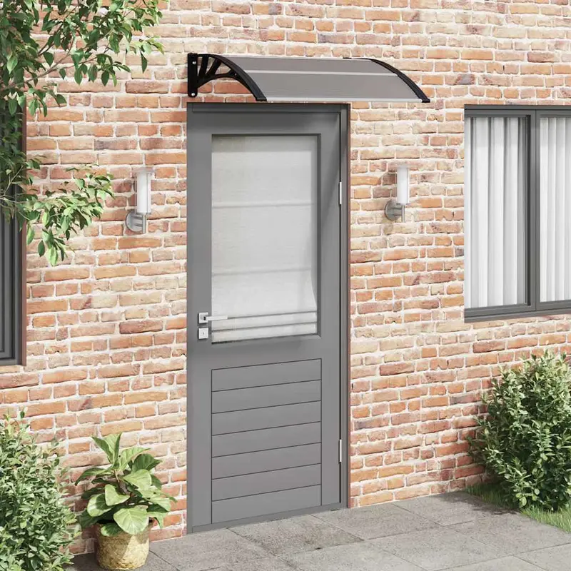 Marquesina para puerta de policarbonato negra, 100 x 75 cm