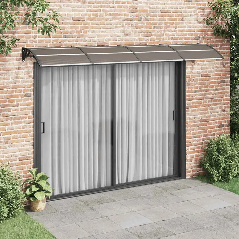 Marquesina para puerta de policarbonato negra, 350 x 100 cm