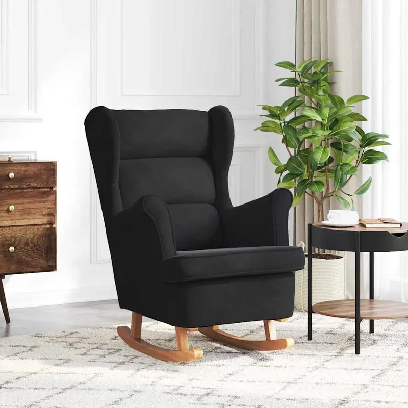 Mecedora con cojín Negro 92 x 71 x 100 cm Madera contrachapada