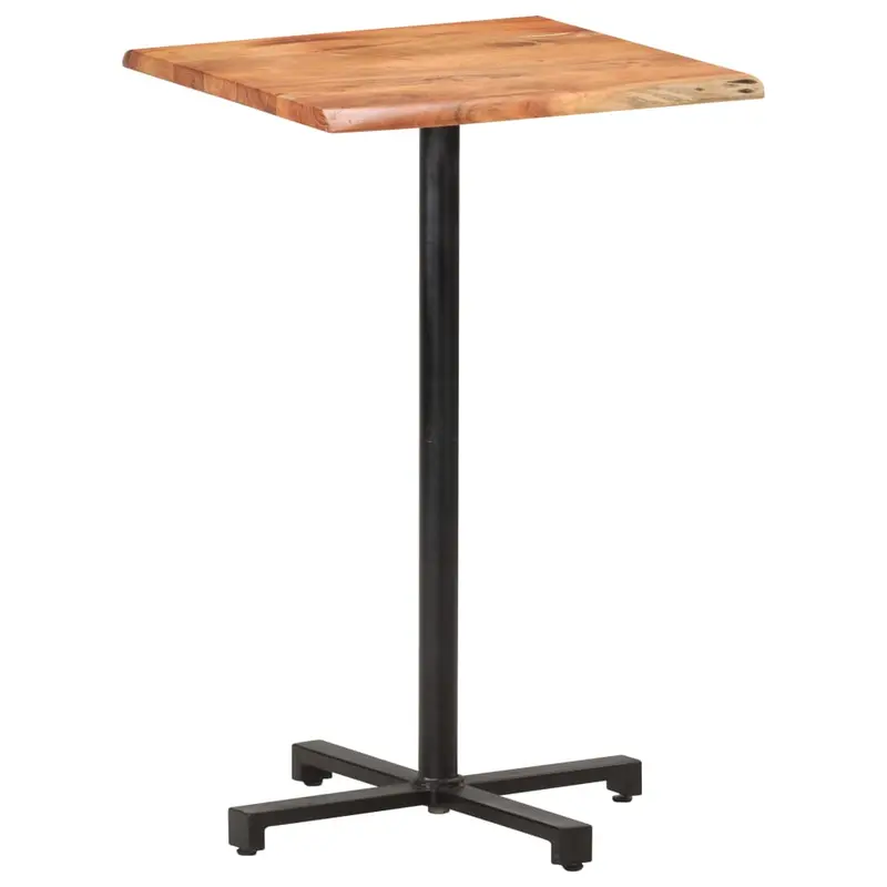 Mesa alta de bar borde natural madera maciza acacia 60x60x110cm