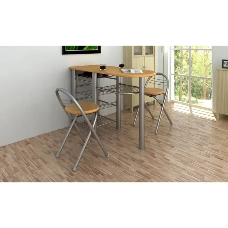 Mesa alta de cocina con taburetes madera