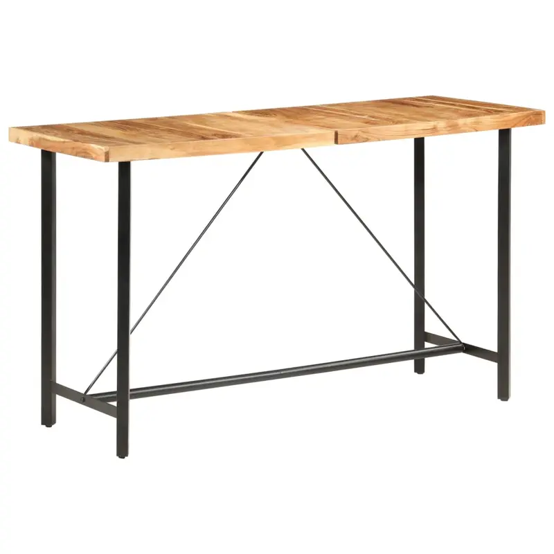 Mesa alta de cocina de madera maciza de acacia 180x70x107 cm