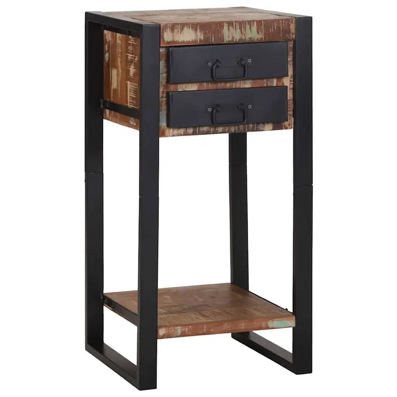 Mesa Auxiliar con cajón Multicolor Madera sólida recuperada