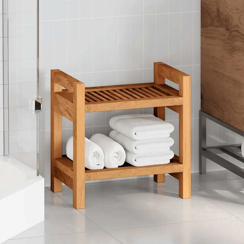 Mesa auxiliar de baño madera maciza de teca 45x30x45 cm