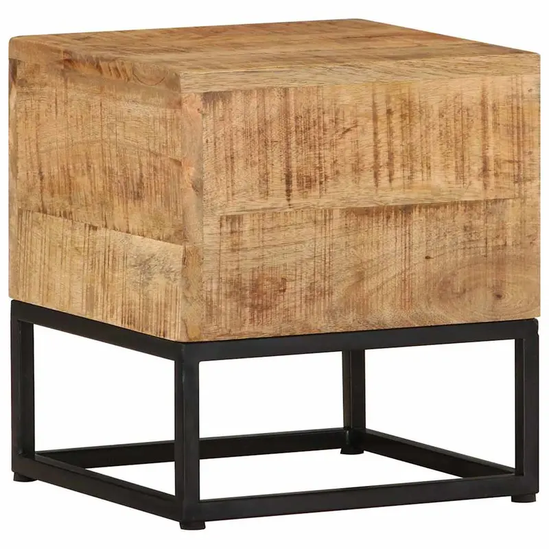 Mesa auxiliar de madera de mango rugosa 30x30x33 cm