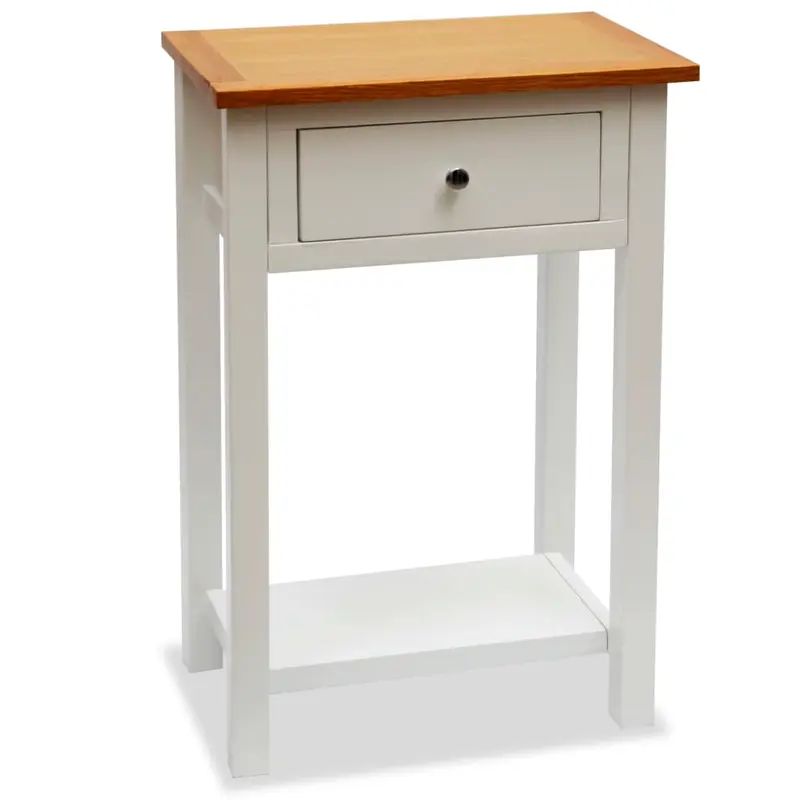 Mesa auxiliar de madera maciza de roble 50x32x75 cm