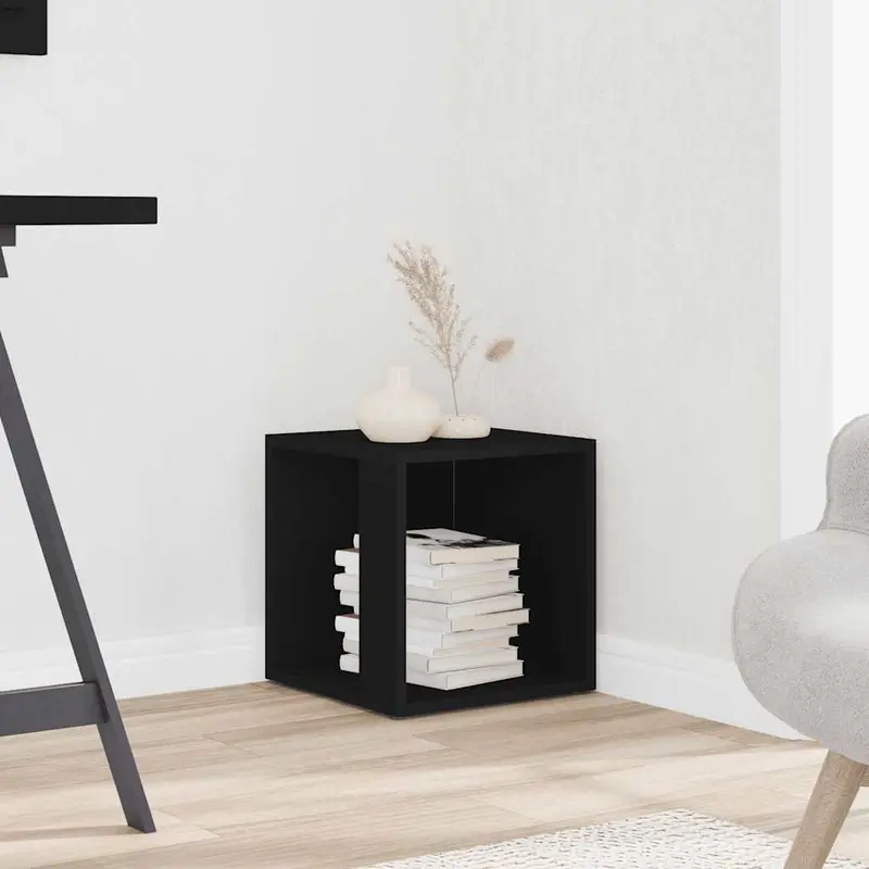 Mesa auxiliar madera contrachapada negro 33x33x34,5 cm