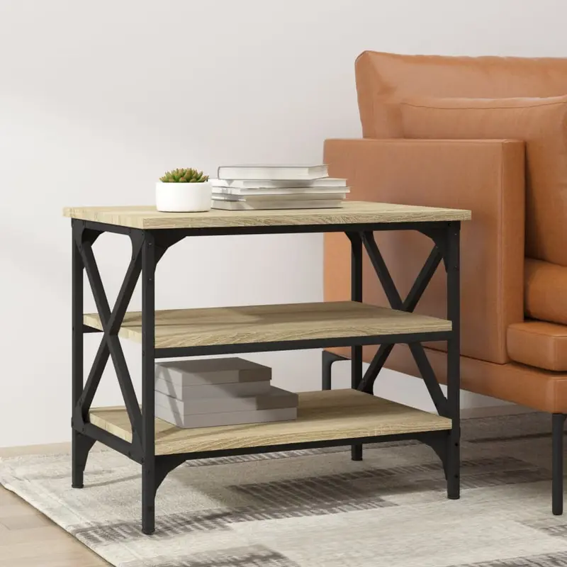 Mesa auxiliar madera contrachapada roble Sonoma 55x38x45 cm