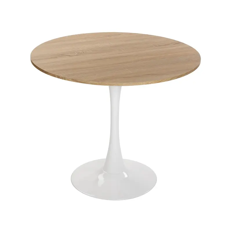 MESA BLANCA Y MADERA  MEERA 100 CM