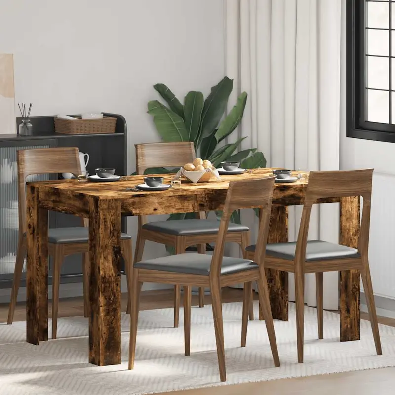 Mesa comedor madera contrachapada roble ahumado 140x74,5x76 cm