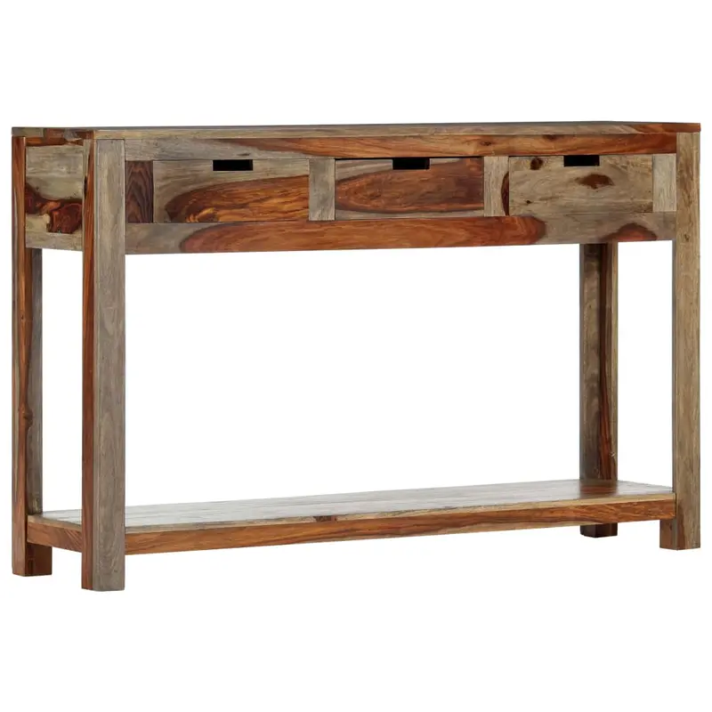 Mesa consola con 3 cajones madera maciza acacia 120x30x75cm