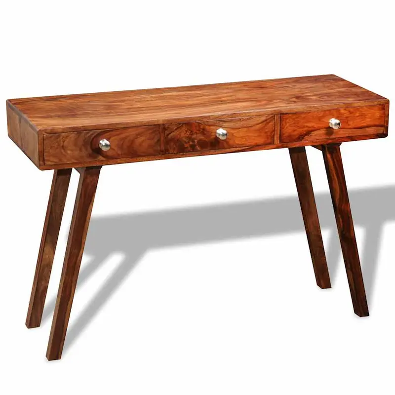 Mesa consola con 3 cajones madera maciza acacia 76 cm