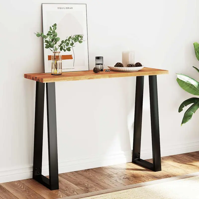Mesa consola con borde vivo madera maciza acacia 110x35x80 cm