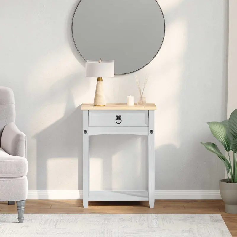 Mesa consola con cajón 55 x 35 x 73 cm Madera de pino macizo