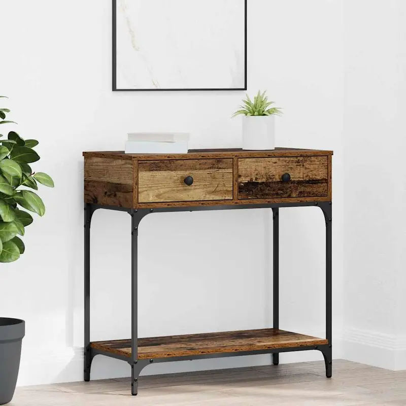 Mesa Consola con cajón Madera vieja 75 x 34,5 x 75 cm