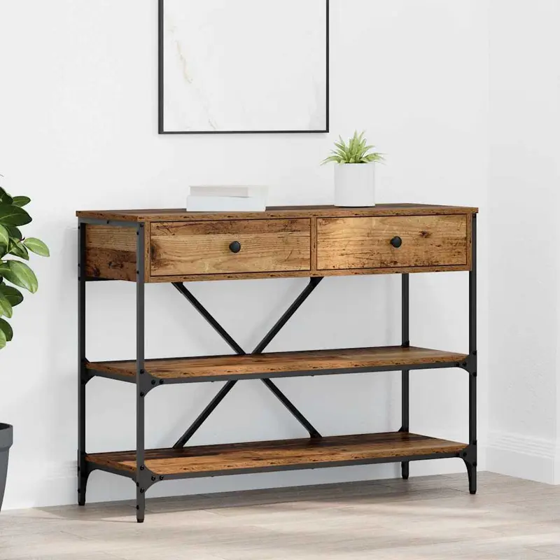 Mesa Consola con cajón Marrón 100 x 34,5 x 75 cm Madera