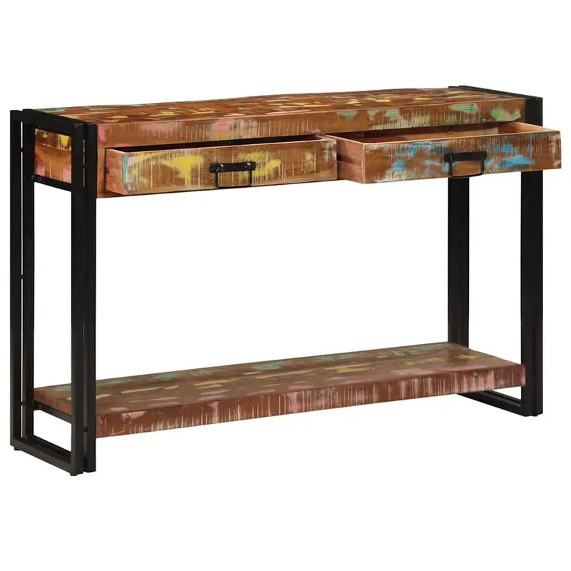 Mesa Consola con cajón Multicolor Madera sólida recuperada