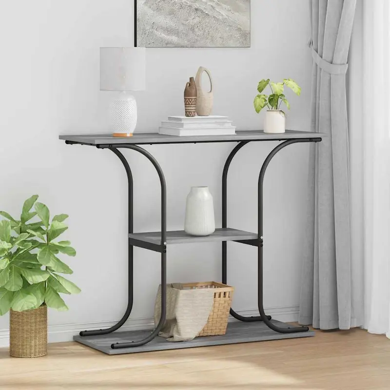 Mesa Consola con estante Gris Sonoma 101 x 35 x 80,5 cm