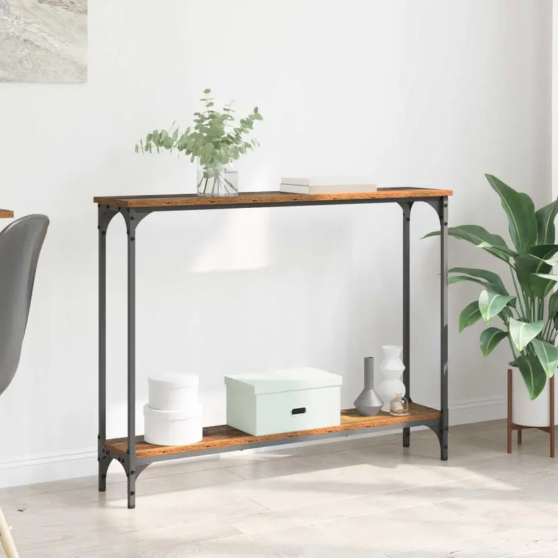 Mesa Consola con estante Madera envejecida 100 x 22,5 x 75 cm