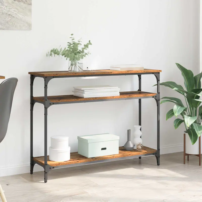 Mesa Consola con estante Madera envejecida 100 x 29 x 75 cm