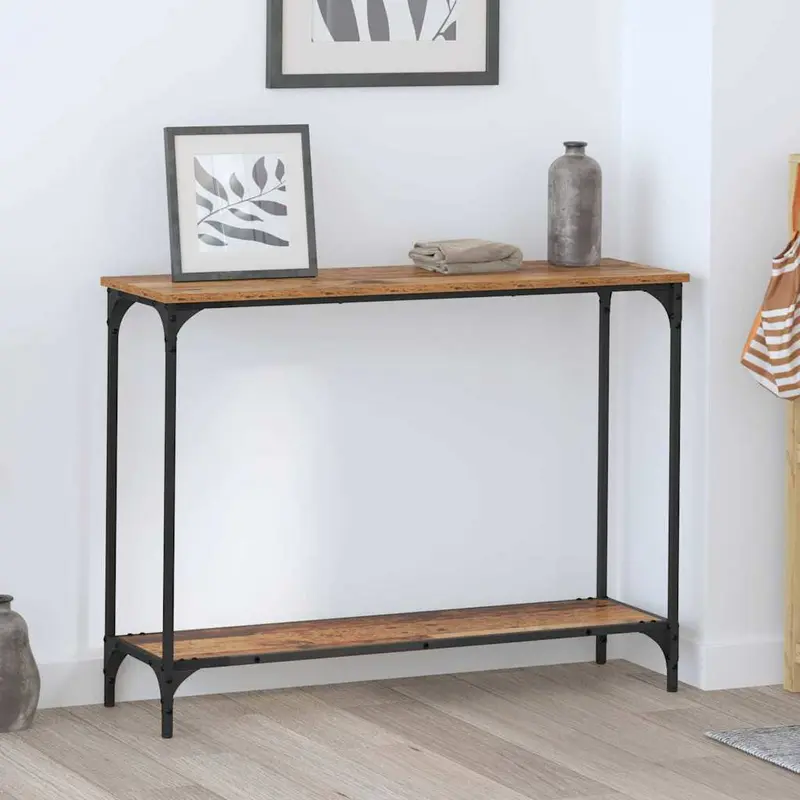 Mesa Consola con estante Madera vieja 101 x 30.5 x 75 cm